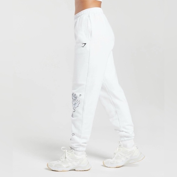 Gymshark Cherub White Joggers Sz XS Pockets Elastic Waistband 'Leg Day ' Gym EUC - Picture 2 of 13
